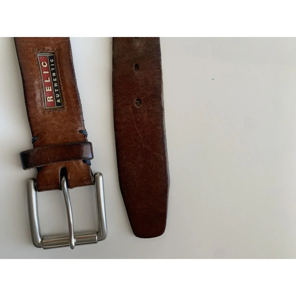 RELIC Authentic Men's Brown Belt Full Grain Cowhide Work Belt - Men's Size 35-38